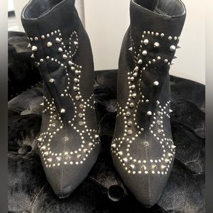 Studded black and gold booties